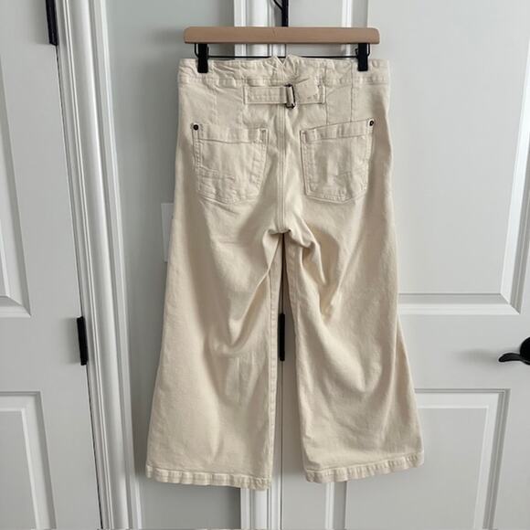 Anthropologie Pilcro The Kit Cropped Wide-Leg Trouser Jeans 28 Color: Cream - Picture 7 of 12
